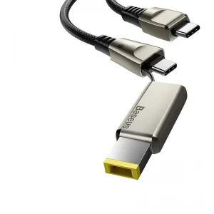 Baseus Flash Series One-for-two Fast Charging Data Cable with Square Head Type-Cto C+DC 100W