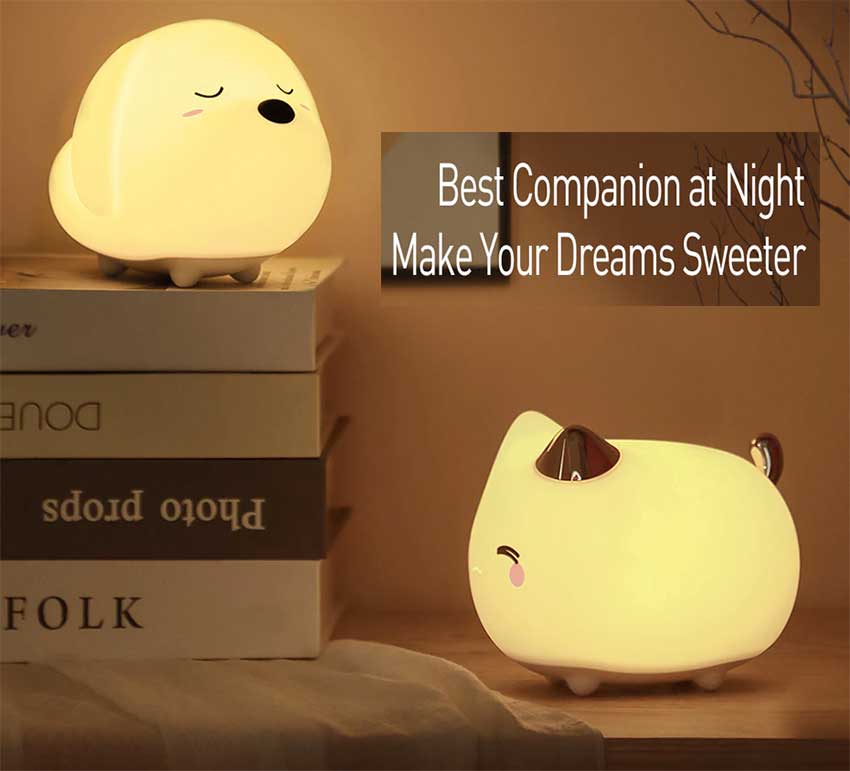 Baseus Cute LED Night Light Soft Silicone Touch Sensor Night