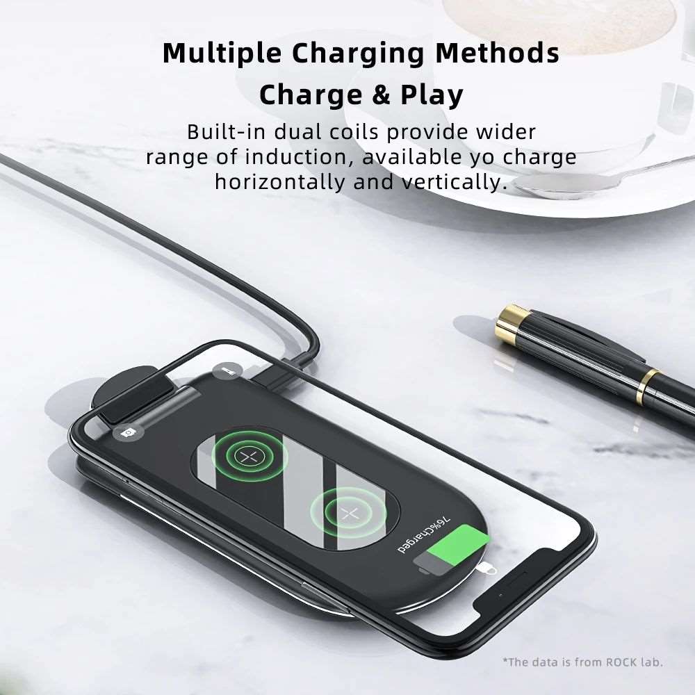 ROCK W30 15W Wireless Charger With Foldable Desktop Stand Phone Holder