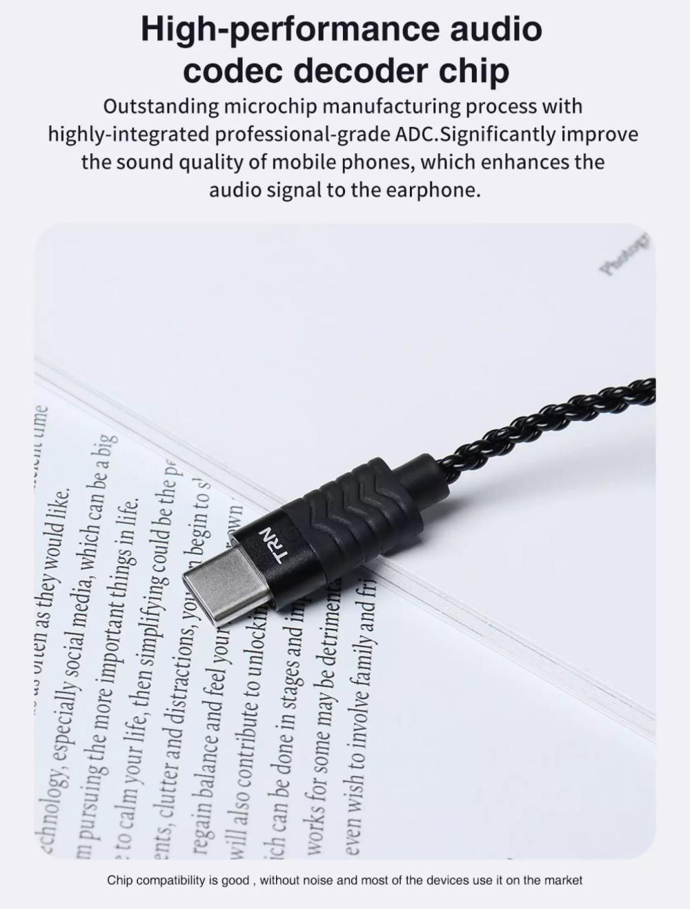 TRN Type C Earphones Cable with Mic