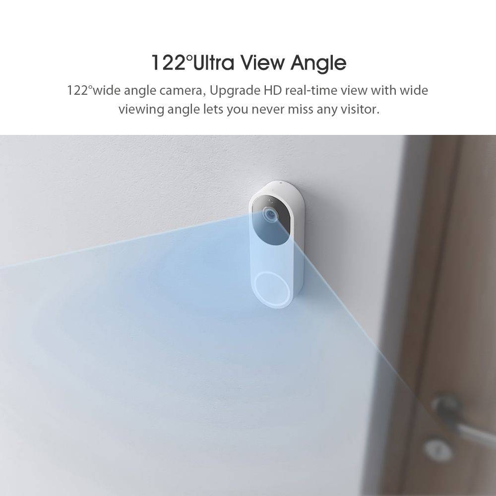 Xiaomi IMILAB D1 Smart Video Doorbell Security Camera Features: Large capacity rechargeable lithium battery Xiaobai smart video doorbell has a built-in 5200mAh high-capacity rechargeable lithium battery. After a full charge, it can be used for up to 210 days. Real 24-hour exclusive doorman Xiaobai smart video doorbell supports active viewing of real-time video at the door of the house anytime and anywhere, without any trigger conditions, you can check the current status of the door by opening the Mijia APP. PIR human body infrared sensor abnormality When someone stays within 3 meters outside the door, the doorbell will immediately start shooting a short video and send a notification to the bound Mijia APP. Remote video call, easily respond to visitors When someone presses the doorbell, Xiaobai smart video doorbell will push notification to the mobile phone, and the owner can enter the real-time video conversation interface through the mobile phone. AI face recognition to confirm visitor identity Using AI face recognition algorithm, when a stranger comes to visit, it can identify identity information such as age and gender. You can also choose to mark the identity of your family and friends so that you can quickly identify your relatives and friends in your next visit. Specifications: “Doorbell” Product Name: Xiaobai Smart Video Doorbell D1 Product Model: CMDRO01W Angle: 120° Resolving Power: 1920*1080 Aperture: F2.4 Night Vision Lamp: 6* 940nm Infrared Lamps Battery Capacity: 5200mah Power Input: 5/2A Working Temperature: -10°C~50℃ Working Humidity: -10%- 90% RH,Non Condensing Wireless Connection: Wi-FilEEE 802.11B/G/N2.4ghz RF 433mhz Support System: Android 4.4 OrloS 9.0 And Above “Bell Receiver” Product Name: Bell Receiver Product Model: CMDRO01WJ Power Supply Mode: 100~240V,50~60Hz，20mA Wireless Connection: RF 433mhz Working Temperature:-10°C~50°℃ Working Humidity:10%~90%RH,Non Condensing