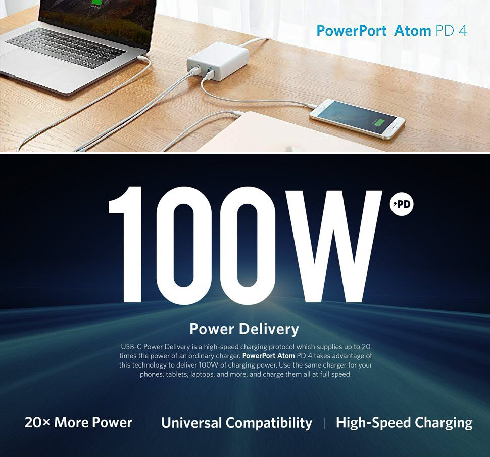 Anker PowerPort Atom PD 4 100W 4-Port Type-C Charging Station