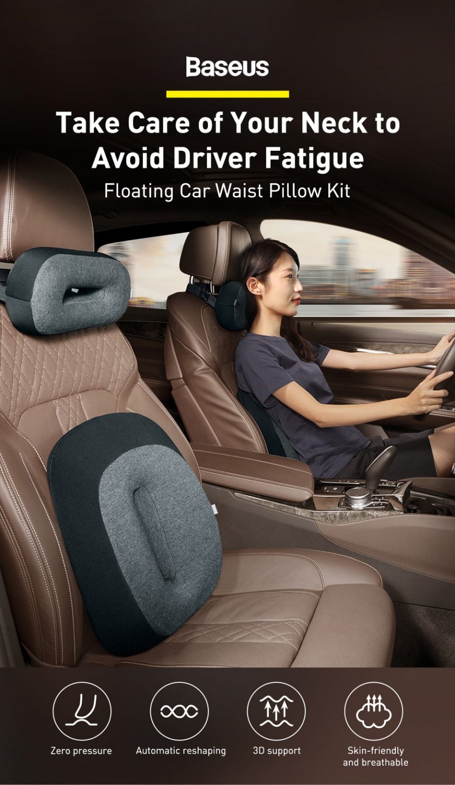 Baseus Floating Car Waist Pillow (Headrest + Waist Pillow)