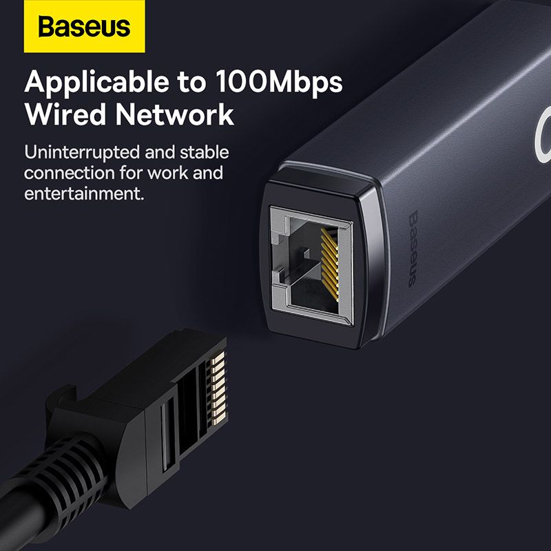 Baseus Hub Lite Series Ethernet Adapter Type-C to RJ45 LAN Port 100Mbps Aluminum Alloy