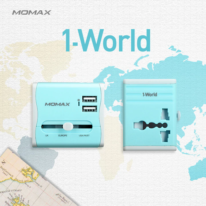 MOMAX 1 World Dual USB AC Travel Adapter 222