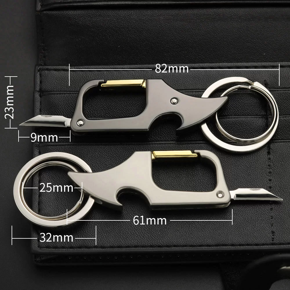 Mini Foldable Multi-Functional Bottle Opener Knife Keychain Ring