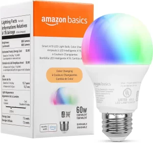 Amazon Basics 60W 800lm RGB Smart LED Light Bulb