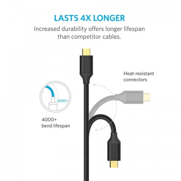 Anker A7116 Micro USB Gold Plated Charging Data Cable 6ft
