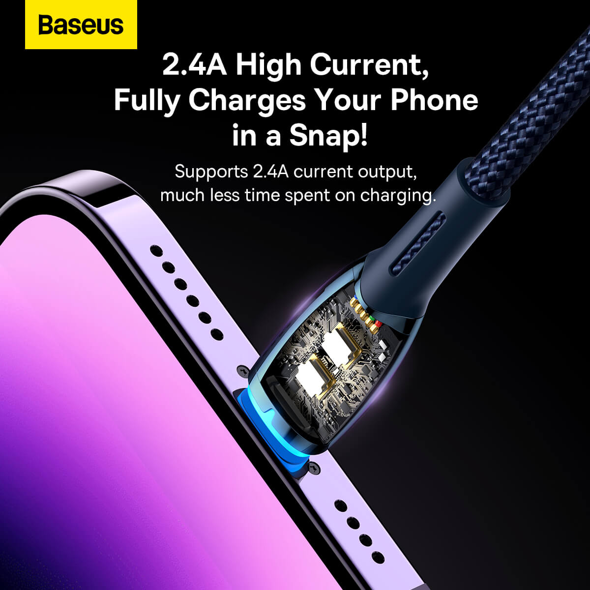 Baseus Glimmer Series Fast Charging Data Cable USB to iPhone 2.4A 2 Meter