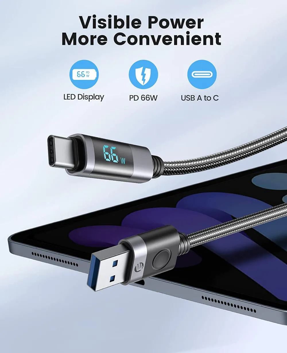 ORICO Cable USB To Type-C Cable 66w Fast Charging Digital Display Cable