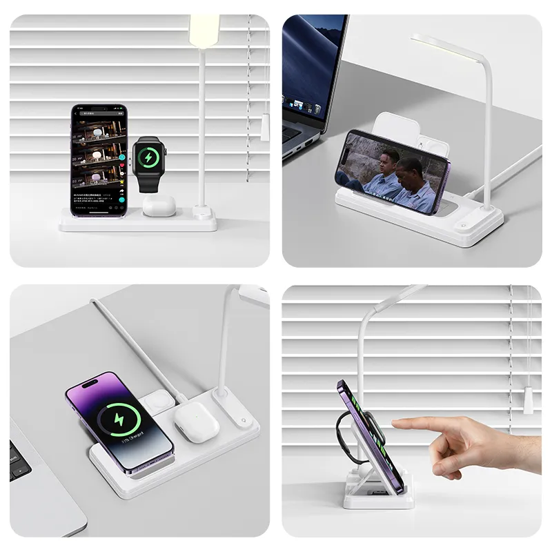 USAMS US-CD195 15W 4 IN 1 Wireless Charging Holder With Table Lamp