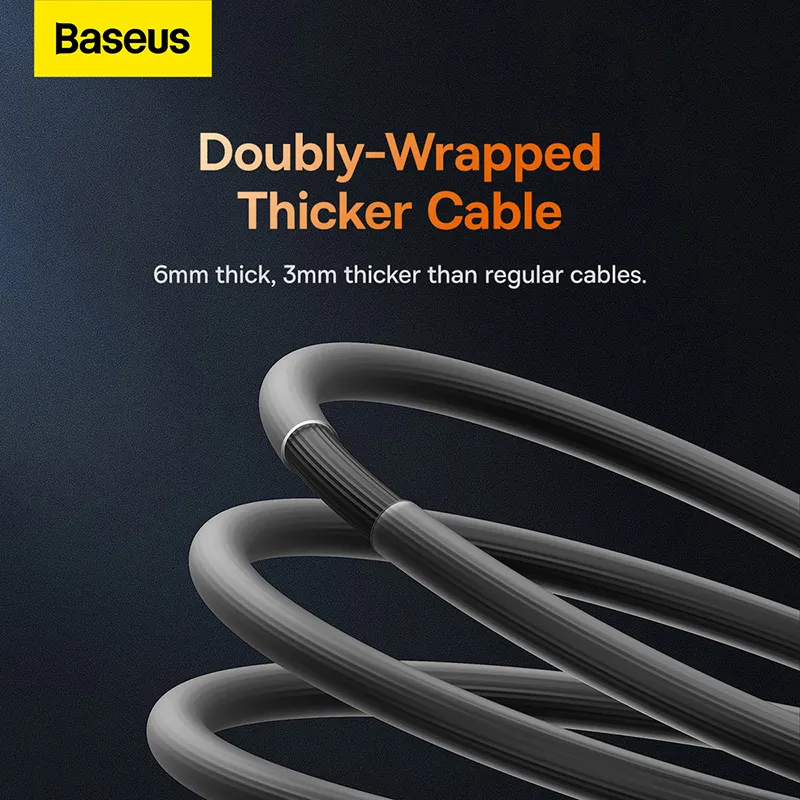 Baseus 100W USB-A To Type-C CoolPlay Series Doublly-Wrapped Premium Quality Fast Charging Cable 1 Meter  2 Meter
