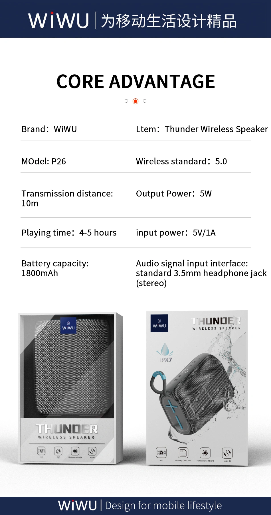 WiWU Thunder P26 Wireless Speaker