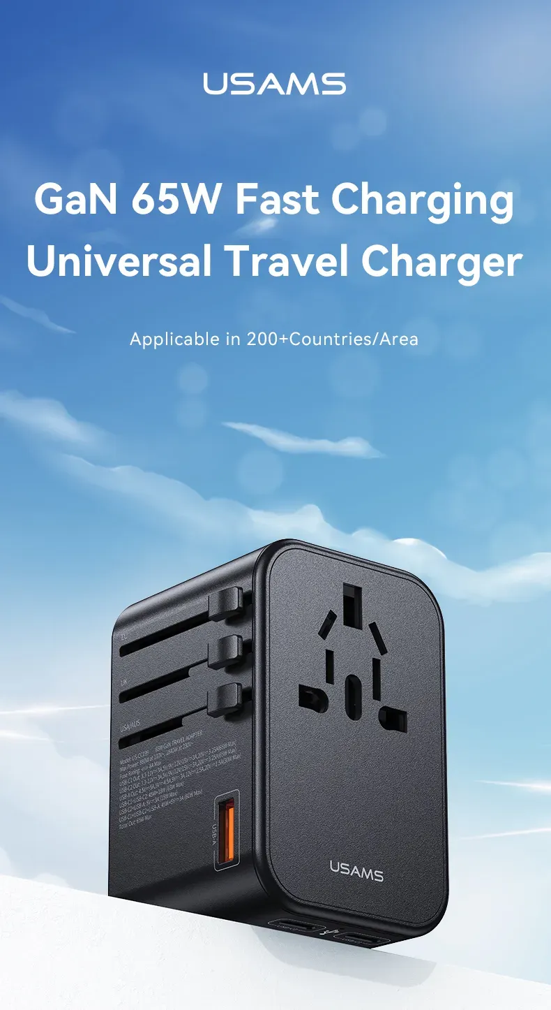 USAMS US-CC199 T62 65W Dual Type C USB Universal Travel Charger