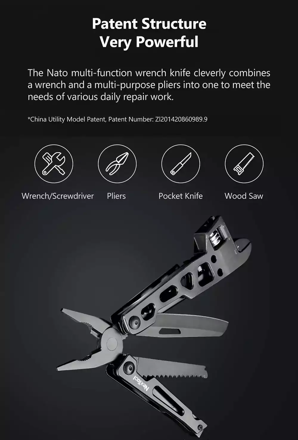 Xiaomi NexTool 9-in-1 Multi-functional Folding Wrench Knife Tool
