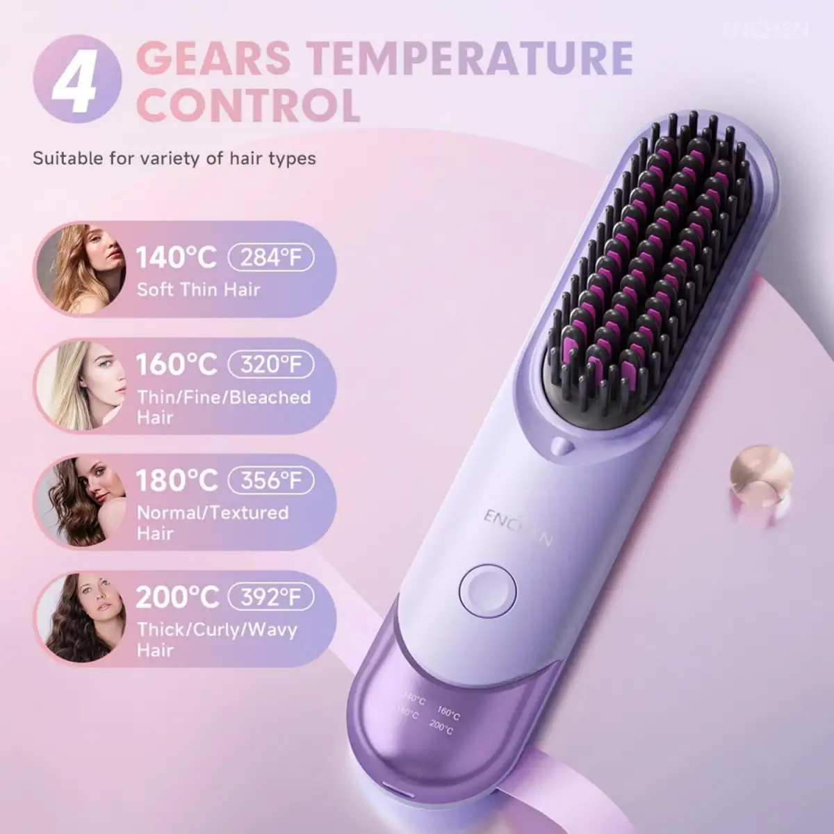 Enchen H100 Cordless Portable Hair Straightener Brush